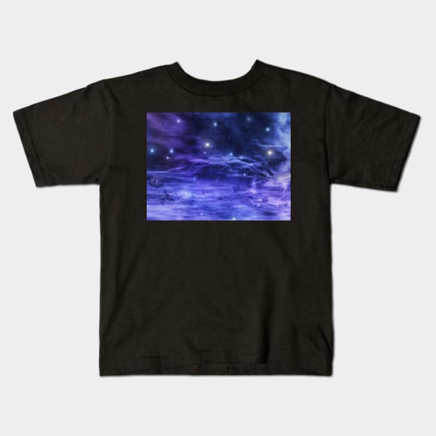 Asteroids in space nebula Kids T-Shirt by 3DVictory